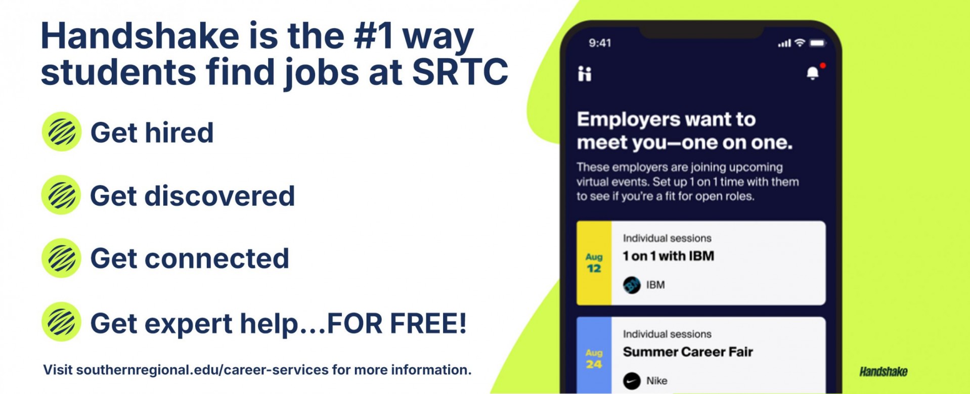Handshake at SRTC Click banner for more information.