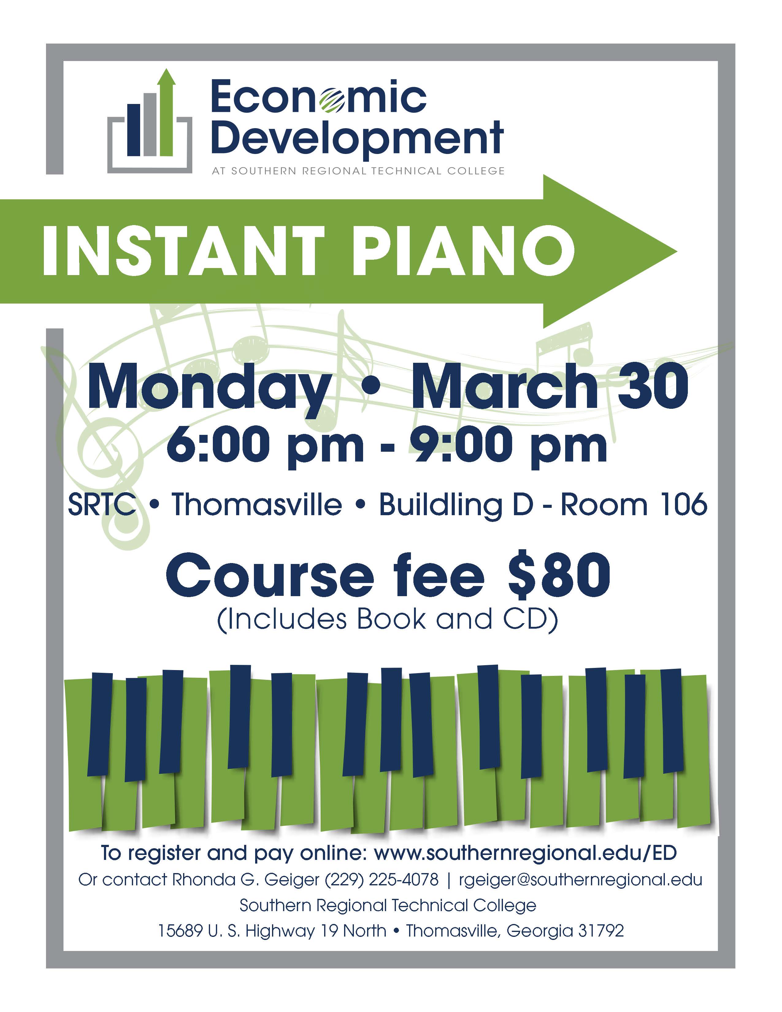 Photo for SRTC Thomasville to host Instant Piano course