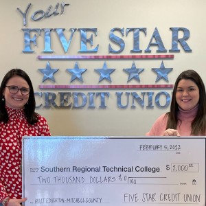 Photo for Five Star Credit Union Donates $2000 for Adult Education Scholarship