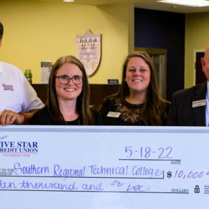 Photo for Five Star Credit Union Foundation Makes $10,000 Scholarship Grant to Southern Regional Technical College