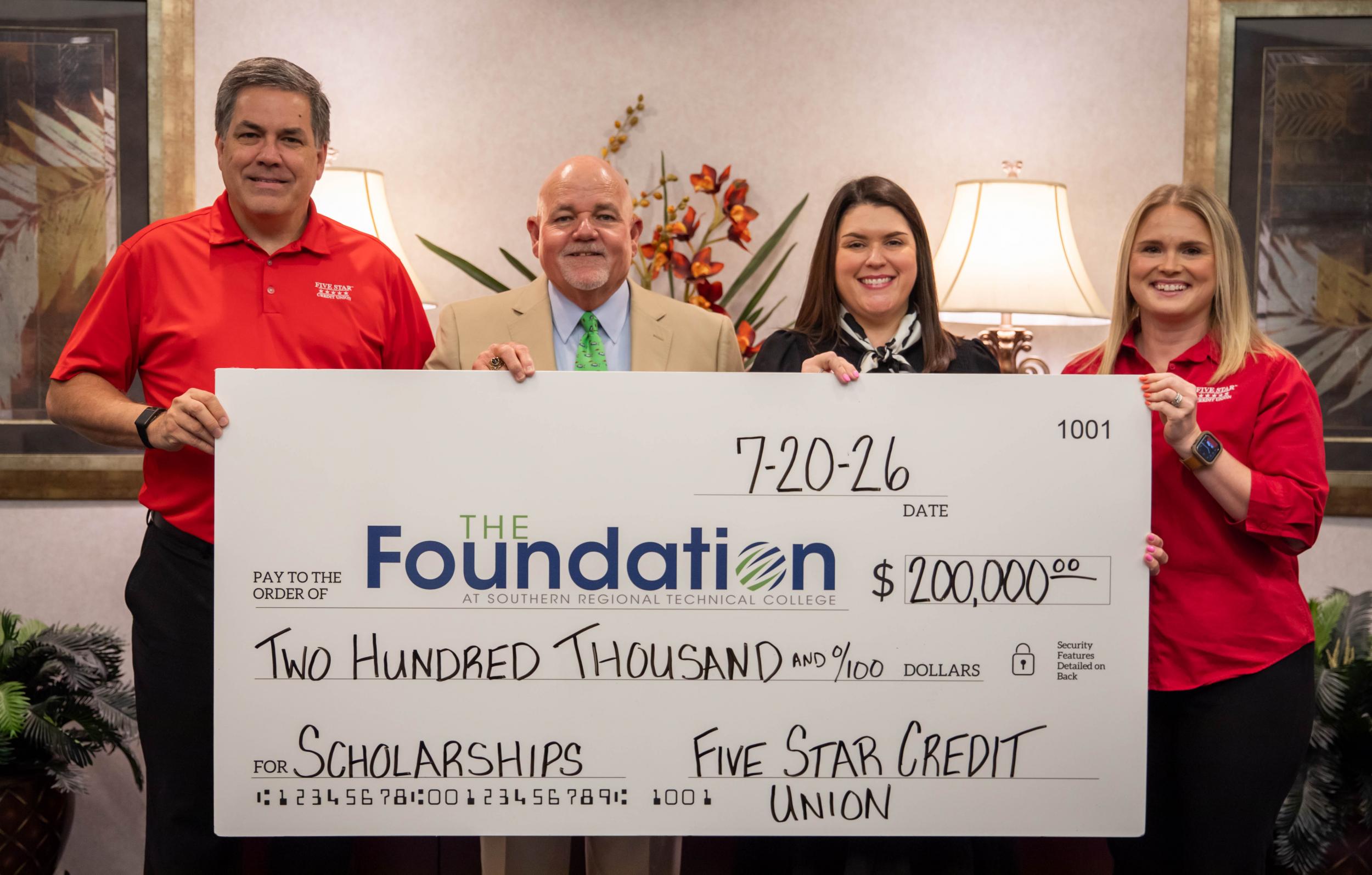 Click to Read Five Star Credit Union Foundation Grows SRTC Scholarship Endowment to $250,000 Photo for Five Star Credit Union Foundation Grows SRTC Scholarship Endowment to $250,000