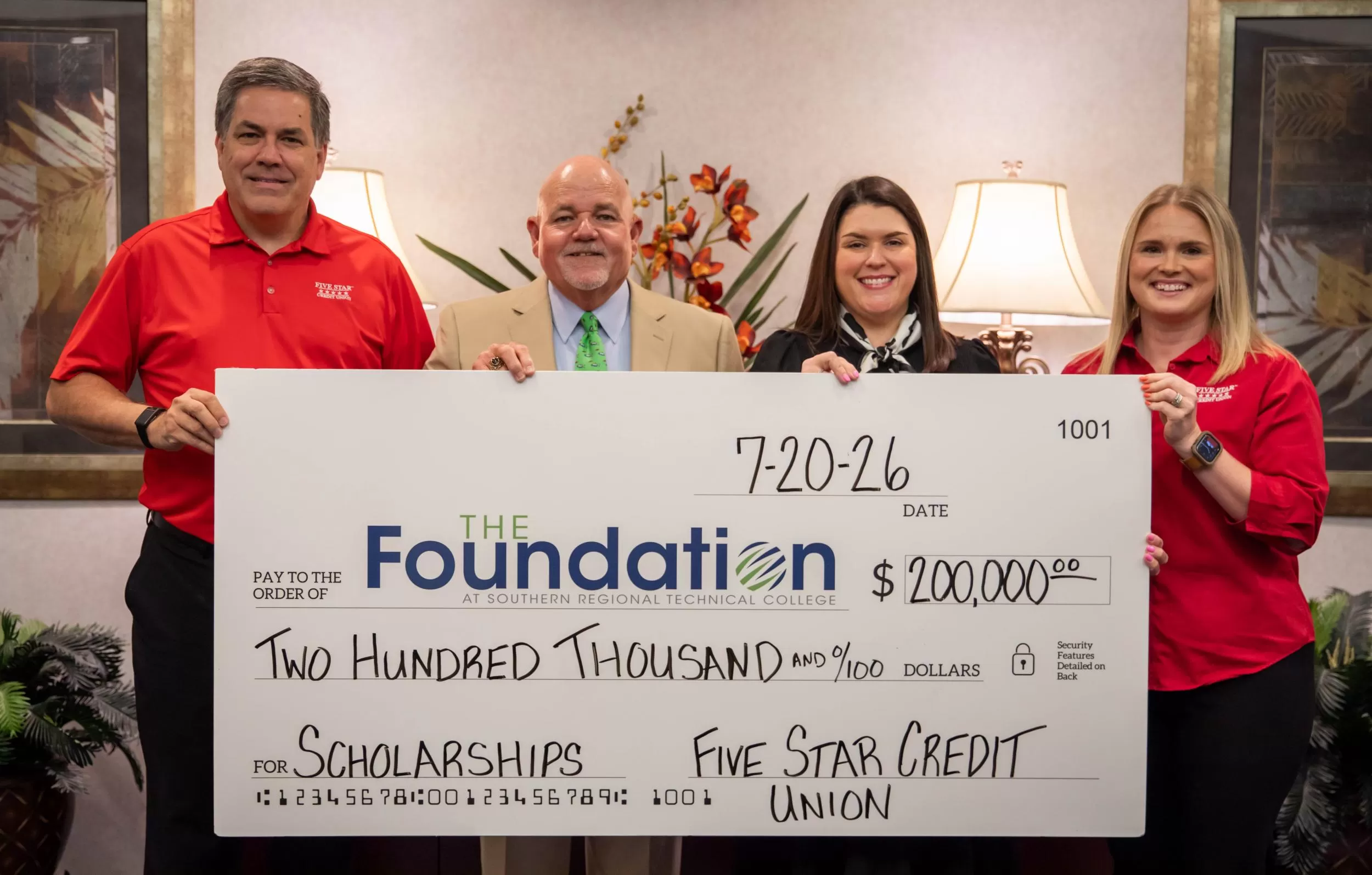 Click to Read Five Star Credit Union Foundation Grows SRTC Scholarship Endowment to $250,000 Photo for Five Star Credit Union Foundation Grows SRTC Scholarship Endowment to $250,000