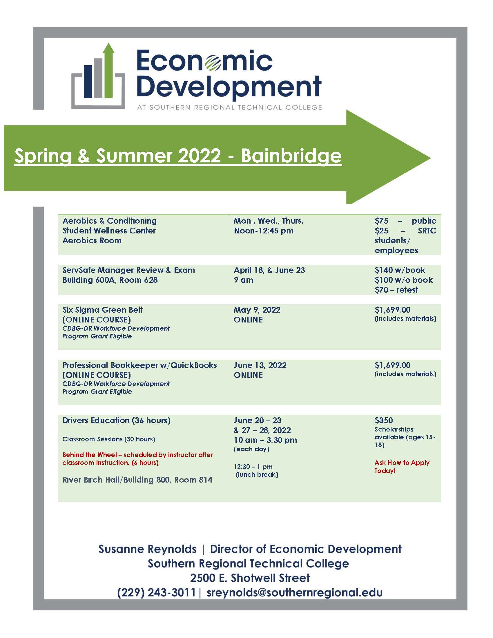 Bainbridge April Course Schedule