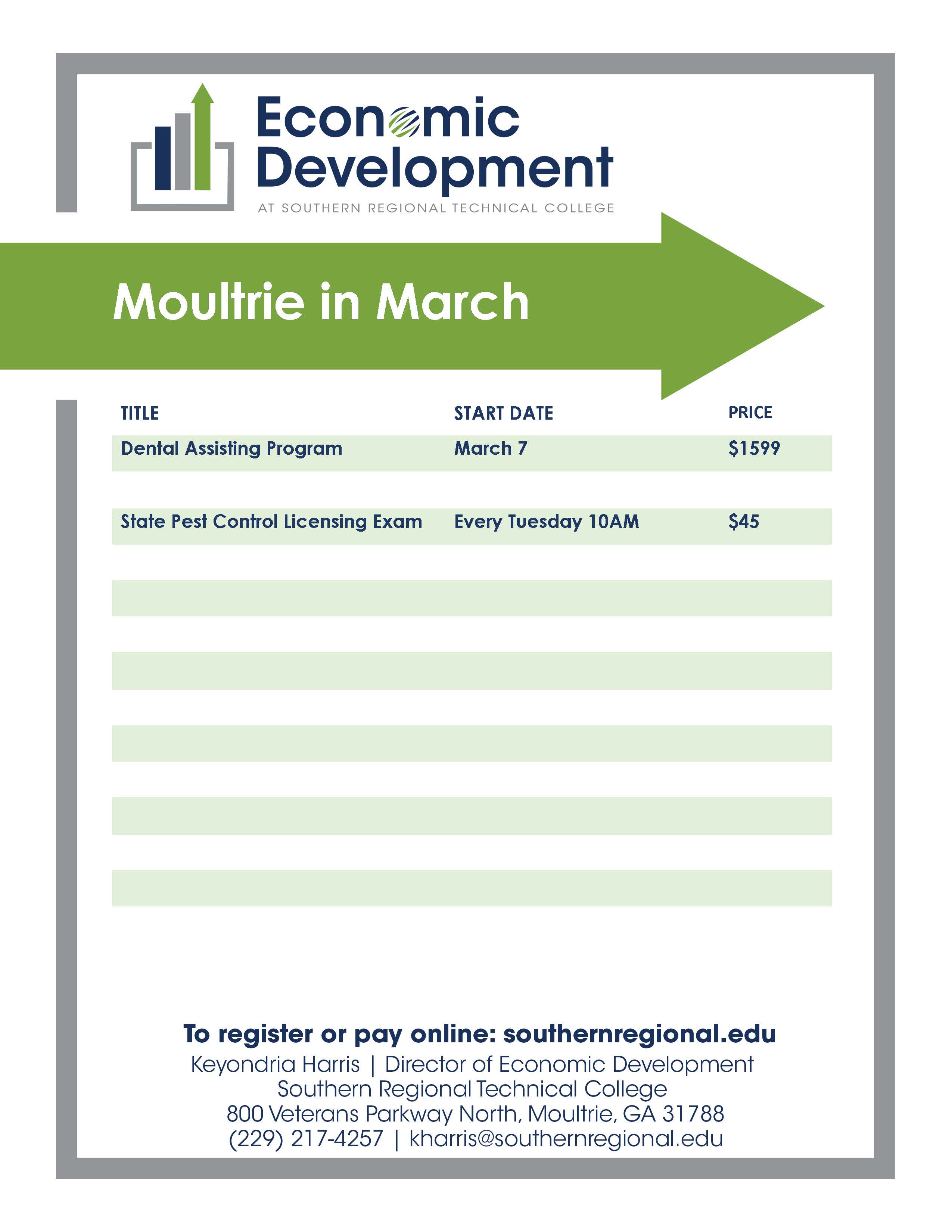 Moultrie March Course Schedule