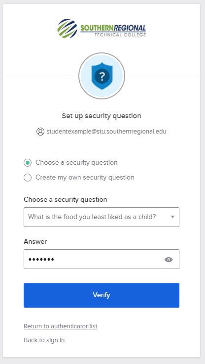 Okta Security Question