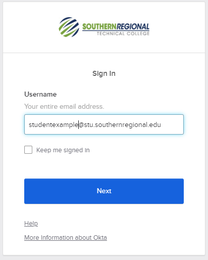 Okta Login page