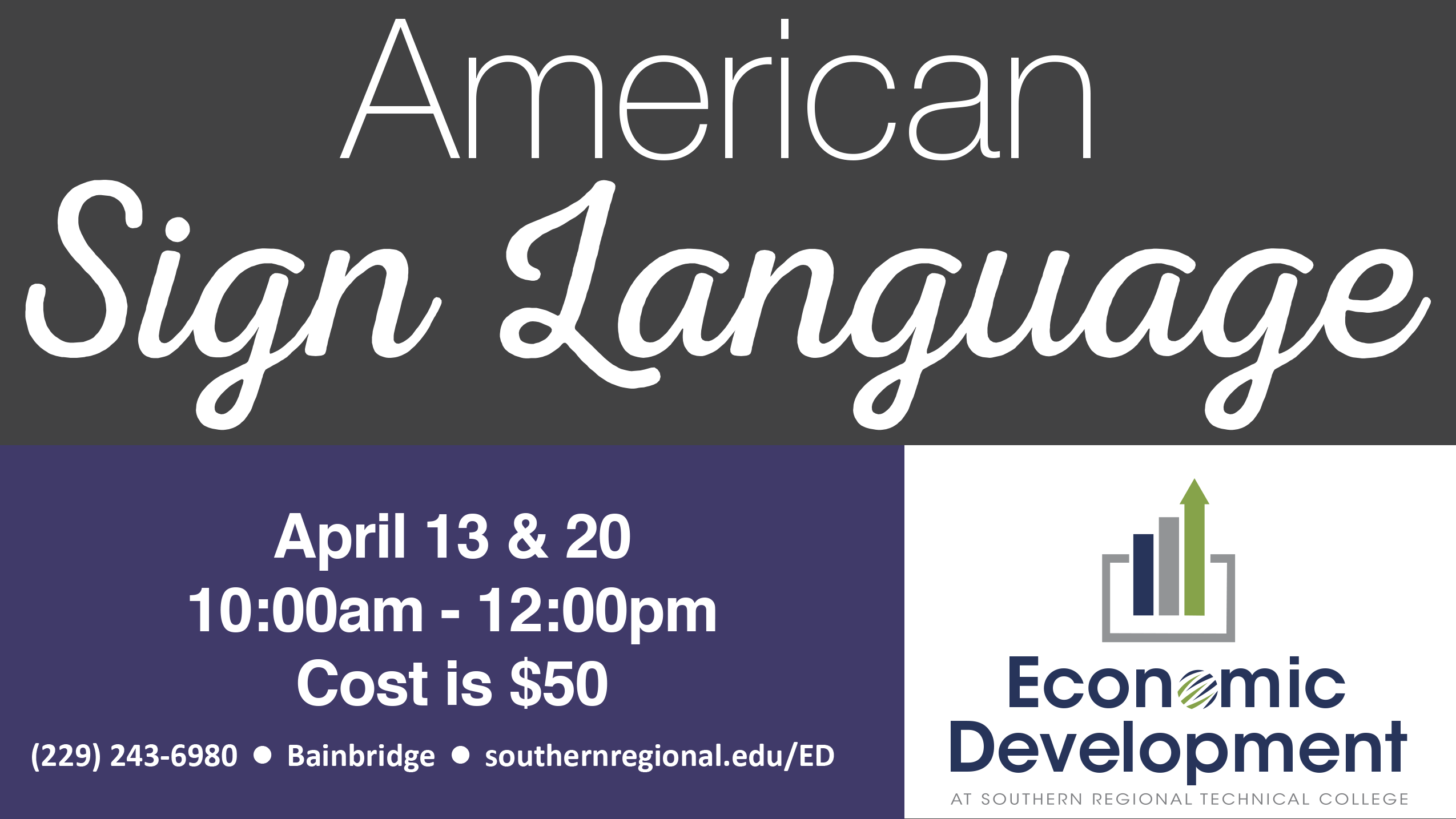 American Sign Language classes in Bainbridge. Southern Regional
